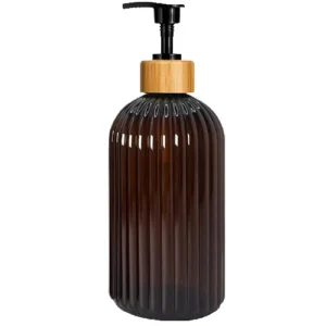Dozownik mydła 500 ml z drewnianym wzorem Brązowy