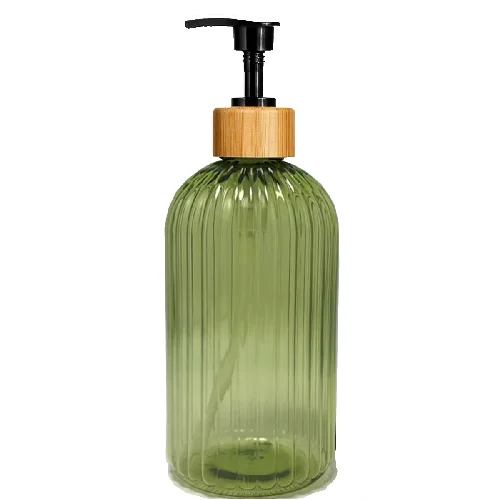 Dozownik mydła 500 ml z drewnianym wzorem Zielony