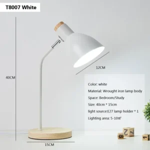 Drewniana lampka biurkowa LED E27 w stylu nordyckim Beżowy