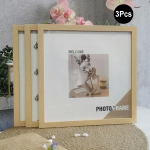 Drewniane kwadratowe ramki na zdjęcia 3 szt. 20x20 i 30x30 cm do ściany Czerwony