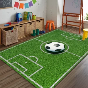 Dywan dla dzieci z motywem boiska — mata do zabawy sportowa Jasnoszary