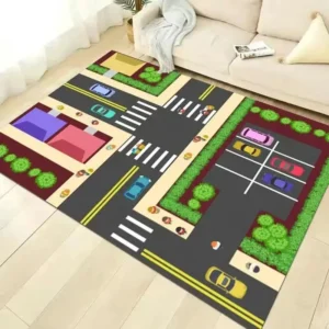 Dywan edukacyjny z motywem ulicy i parkingu dla dzieci Czerwone wino