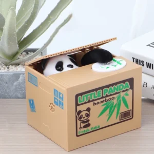 Elektroniczna skarbonka panda – skrytka z animacją kradnąca monety Biały