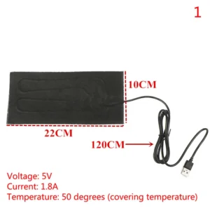 Elektryczna podkładka grzewcza USB 5V do odzieży DIY 10x20 cm Armijna zieleń