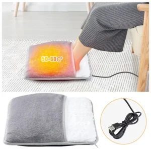 Elektryczny ogrzewacz do stóp USB z pluszu, prany Ciemnoszary