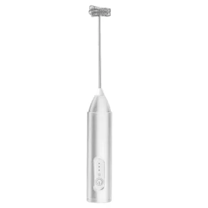 Elektryczny spieniacz do mleka USB z regulacją prędkości — ręczny mini blender Biały