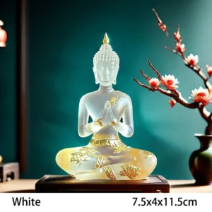 Figurka Buddy w stylu zen – miniaturowy posąg z żywicy Niebieski