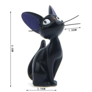 Figurka czarnego kota z żywicy w stylu anime Jasnozielony