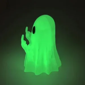 Figurka duchaczka z gestem — ozdoba stołu na Halloween Khaki