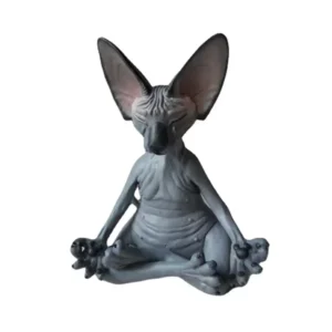 Figurka kota w pozycji medytacji joga Buddha Sphinx ozdoba ogrodu Jasnożółty