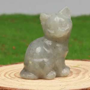 Figurka kota z ametystu i kamienia naturalnego Jasnoszary