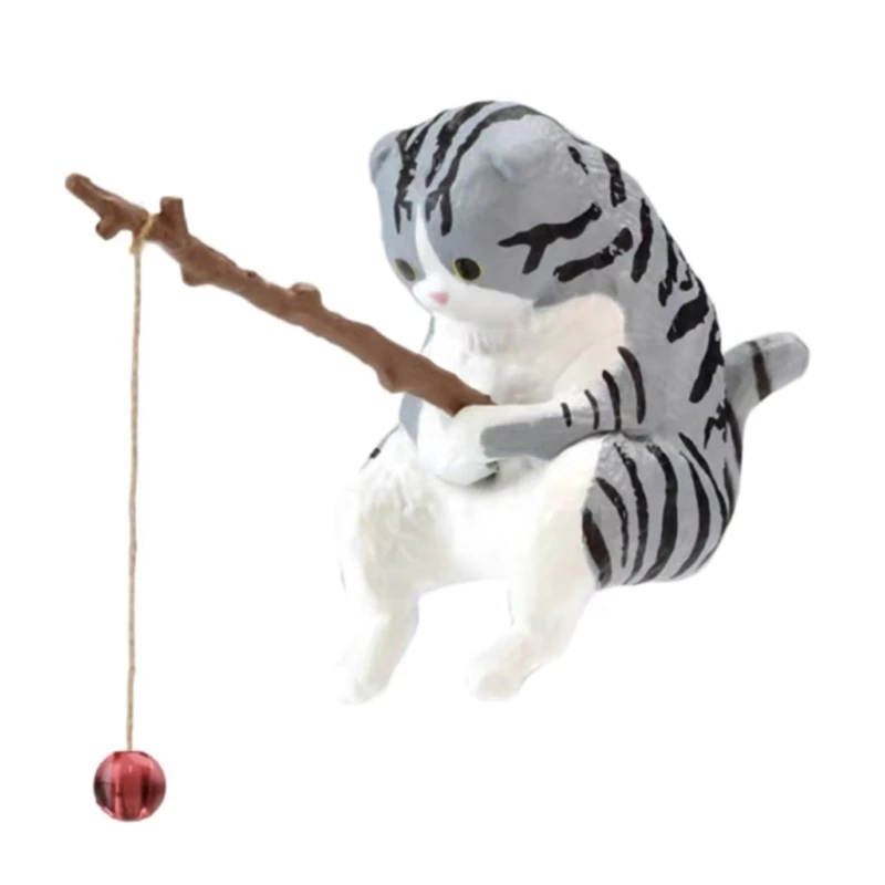 Figurka kota wędkarza miniatura do akwarium dekoracja krajobrazu Jasnozielony