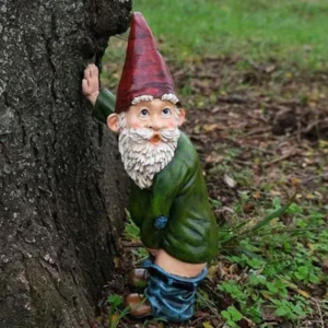 Figurka krasnala brodatego z żywicy do ogrodu Armijna zieleń