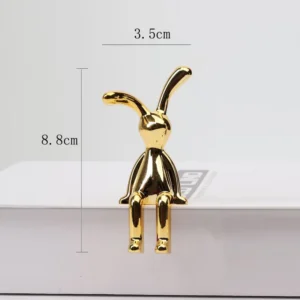 Figurka króliczka z długimi uszami – ceramiczna ozdoba na biurko i parapet Jasnożółty