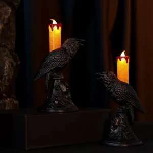 Figurka kruka ze świeczką LED — dekoracja Halloween na stół Biały