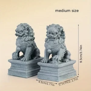Para figurek lwów Fu Foo Dog - strażnicze ozdoby Feng Shui Jasnozielony