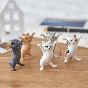 Figurki tańczących kotów — zestaw 5 miniatur do dekoracji 