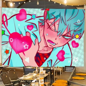 Flaga dekoracyjna z motywem anime manga — do pokoju i imprez Kamuflaż