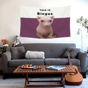 Flaga z memem kota Bingus — śmieszna dekoracja pokoju lub man cave 