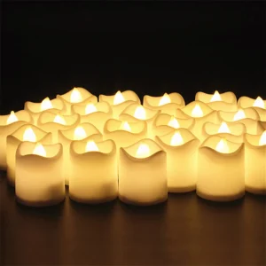Flameless wotywne świeczki LED na baterię — zestaw 24 lub 48 szt. Jasnoszary