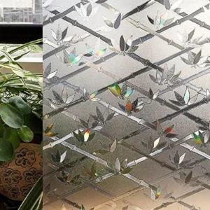 Tęczowa folia okienna 3D z efektem witraża Zielony