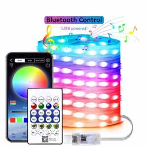 Girlanda LED Bluetooth RGBIC Dreamcolor — lampki DIY do sypialni i imprez Niebieski