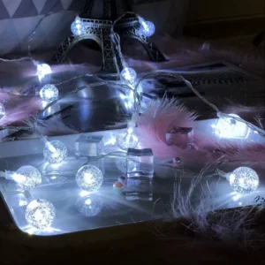 Girlanda LED kryształowe kulki 1,5–6 m bateryjne lub USB do wnętrz Biały