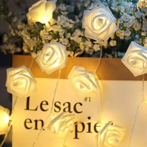 Girlanda LED z różami na baterie do dekoracji wnętrz Ciepły biały
