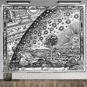 Gobelin ścienny Flammarion - dekoracja w stylu tarota Oliwkowy brąz