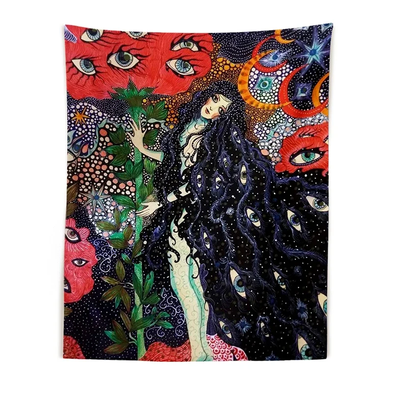 Gobelin ścienny psychodeliczny — kwiatowy dekor akademika i salonu Morela