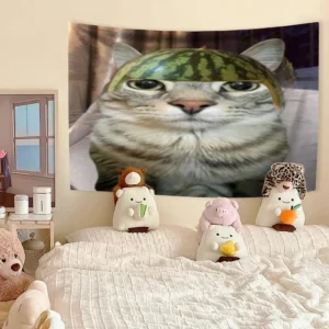 Gobelin śmieszny kot mem - dekoracja ściany Kawaii Breen