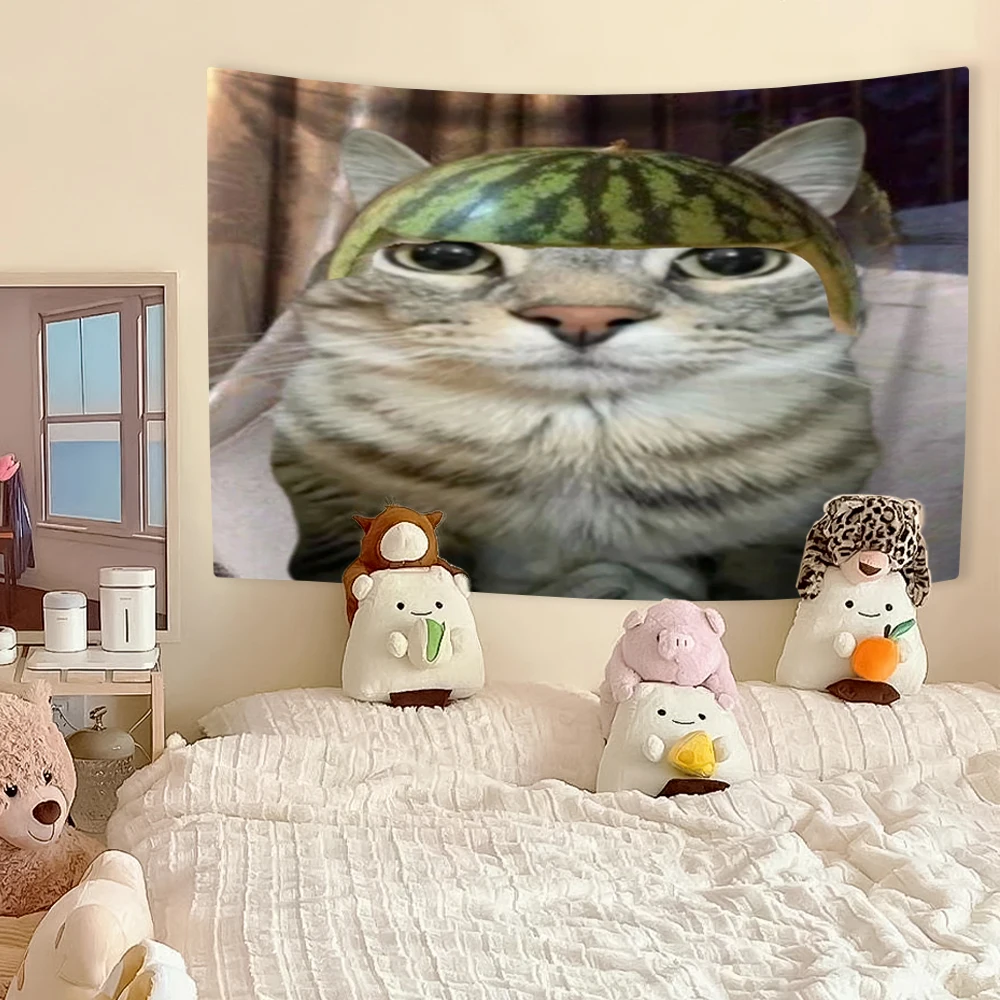 Gobelin śmieszny kot mem - dekoracja ściany Kawaii Breen