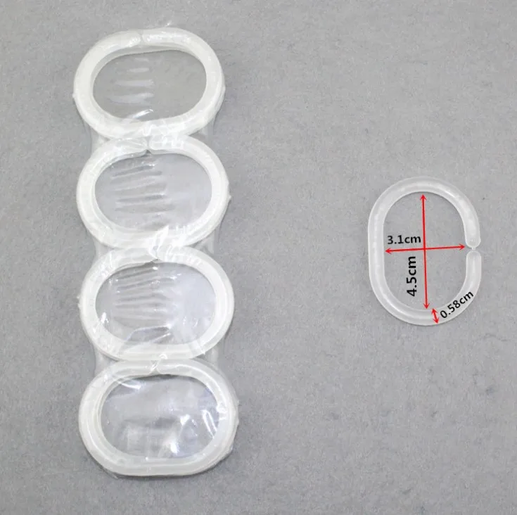 Plastikowe haczyki do zasłony prysznicowej C-ring zestaw 12 sztuk Czerwony