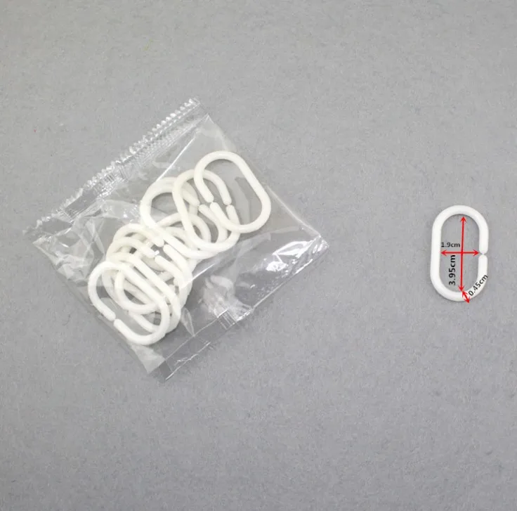 Plastikowe haczyki do zasłony prysznicowej C-ring zestaw 12 sztuk Jasnoszary