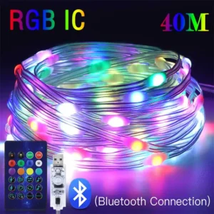 Inteligentna girlanda LED RGB z Bluetooth i sterowaniem muzyką Niebieski