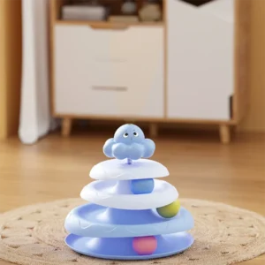 Interaktywna zabawka dla kota z obracającym się balonem – kształt ośmiornicy Niebieski