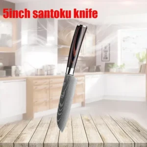 Japoński nóż kuchenny Santoku z drewnianą rączką C