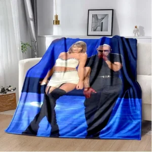 Koc flanelowy pluszowy z nadrukiem na sofę Czerwony