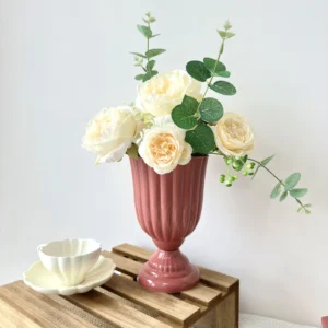 Kolorowy ceramiczny wazon retro na stół dekoracyjny Brązowy