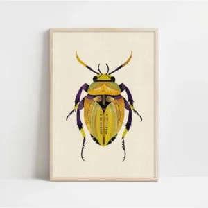 Kolorowy Plakat z Owadami i Motylami Boho Entomologia Brązowy