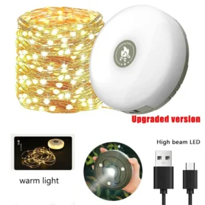 Lampa kempingowa LED 4 w 1 z nawijaną girlandą — USB do namiotu i ogrodu Rgb