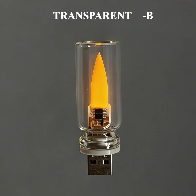 Lampka LED USB z efektem płomienia do biurka i sypialni Biały