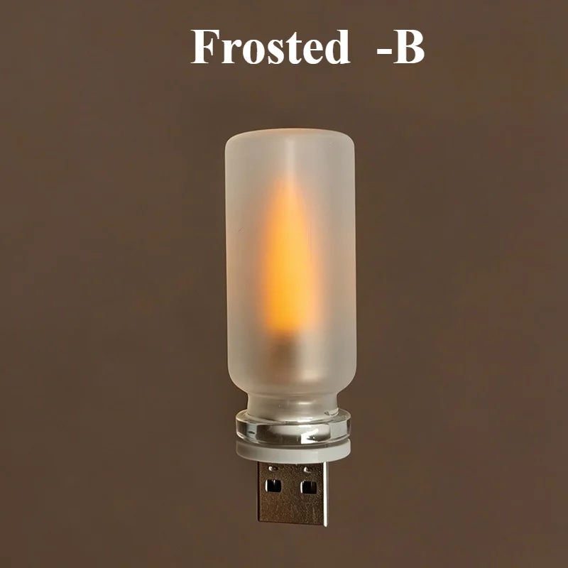 Lampka LED USB z efektem płomienia do biurka i sypialni Burgundia