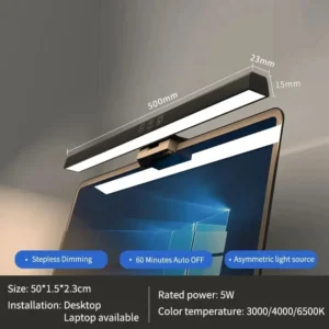 Lampka na monitor LED do komputera zasilana USB Biały