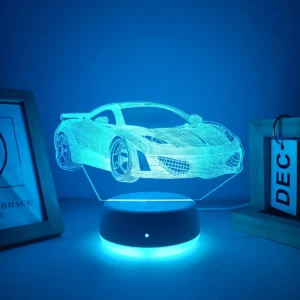 Lampka nocna 3D samochód sportowy LED USB 7 kolorów dla chłopca Zmienny