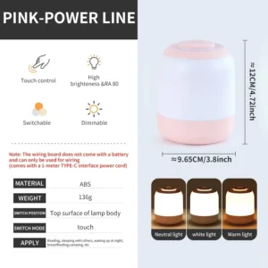 Lampka nocna LED dotykowa ekran ładowana USB prezent dla dzieci Zielony