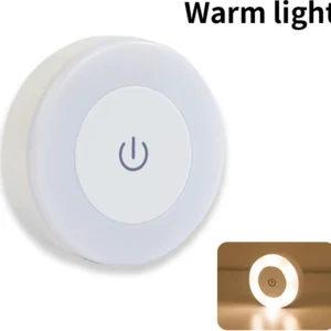 Okrągła lampka nocna LED z przełącznikiem dotykowym — magnetyczna, ładowana USB Biały