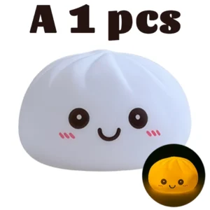 Lampka nocna w kształcie pierogów LED — kawaii dekoracja biurka Czarny