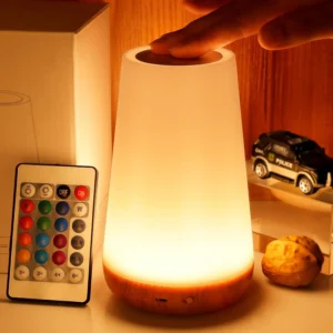Lampka nocna RGB z pilotem ściemnialna USB akumulator 13 kolorów Rgb