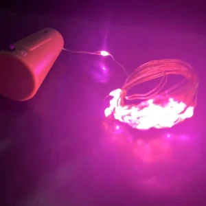 Zestaw 10 lampek LED do butelek wina z korkiem Różowy
